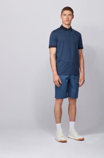Koszulki Polo BOSS Cotton Jersey Ciemny Niebieskie Męskie (Pl92832)
